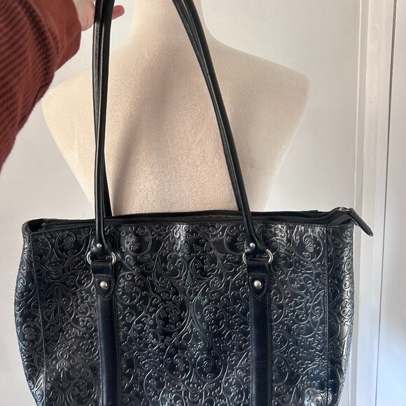 Franklin Covey Full Grain Leather Embossed Hand Bag - Picture 2 of 5